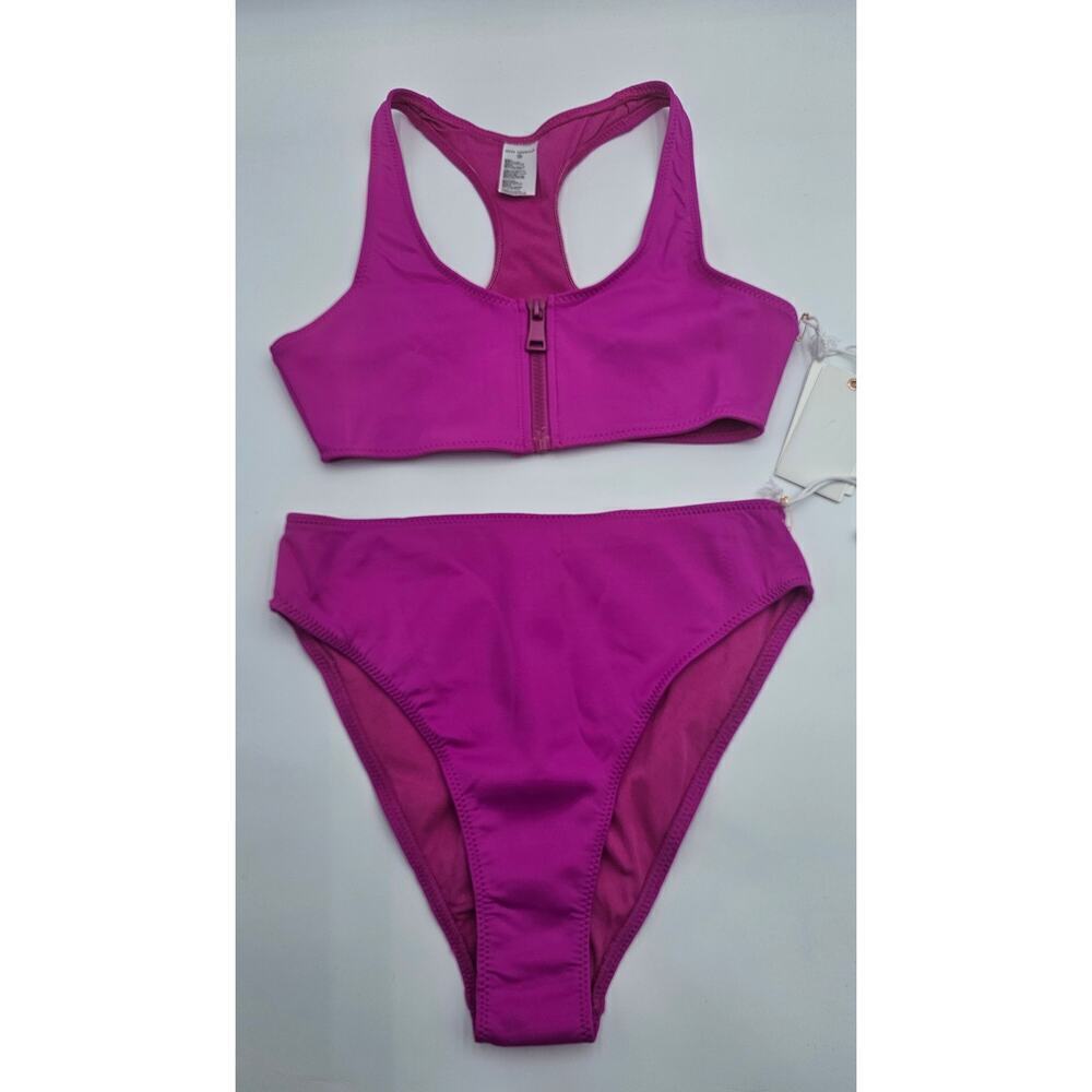 Good American Women's Fuchsia Pink Bikini Top XS/0 & High Rise Bottoms M/2 NWT